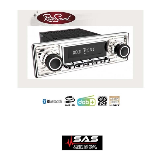 Radio Retro Sound Chrome MOTOR-1DAB-1 jest dodatkowo wyposażony w funkcje A2DP Bluetooth Audiostreaming oraz zestaw głośnomówiący Bluetooth